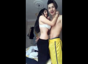 Huge-titted Turkish  with bf on web cam